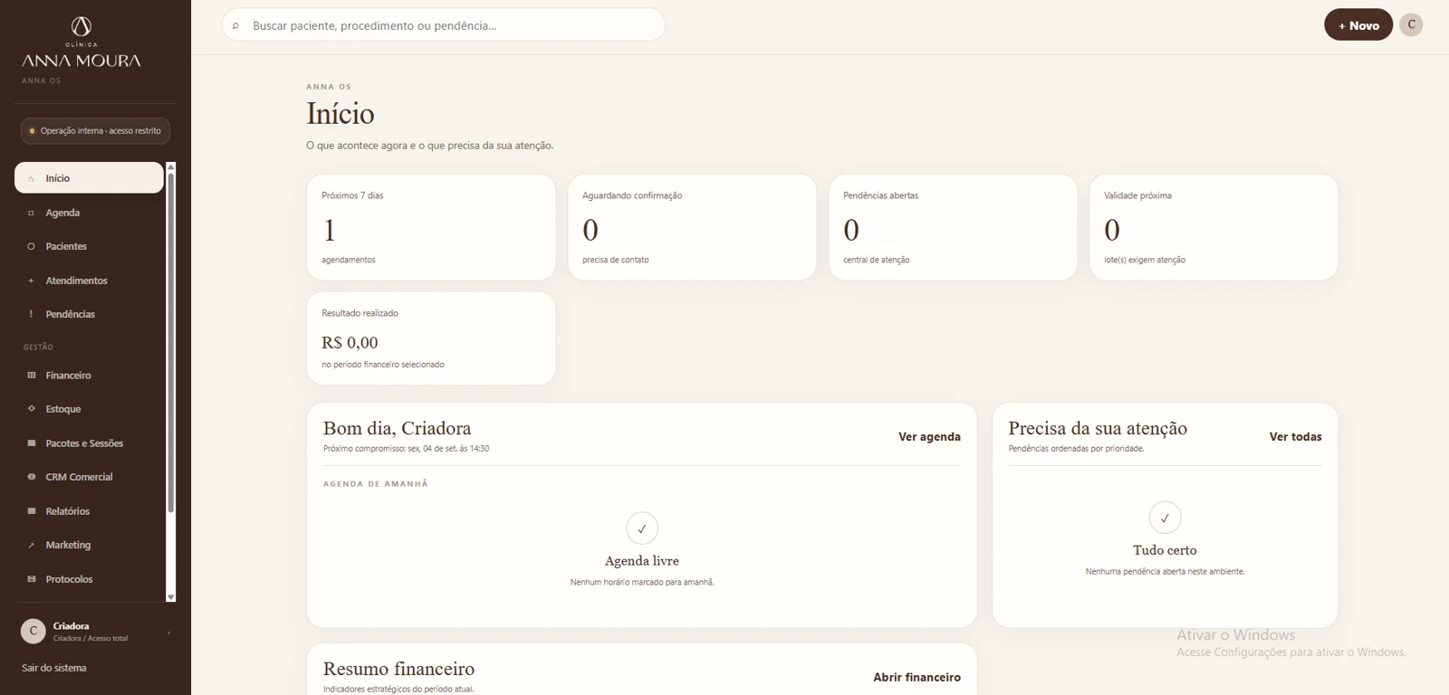 Captura real da interface inicial do sistema Anna OS