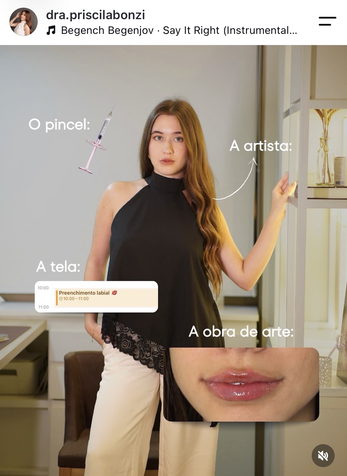 Conteúdo real de Priscila Bonzi usando metáfora visual de artista e obra